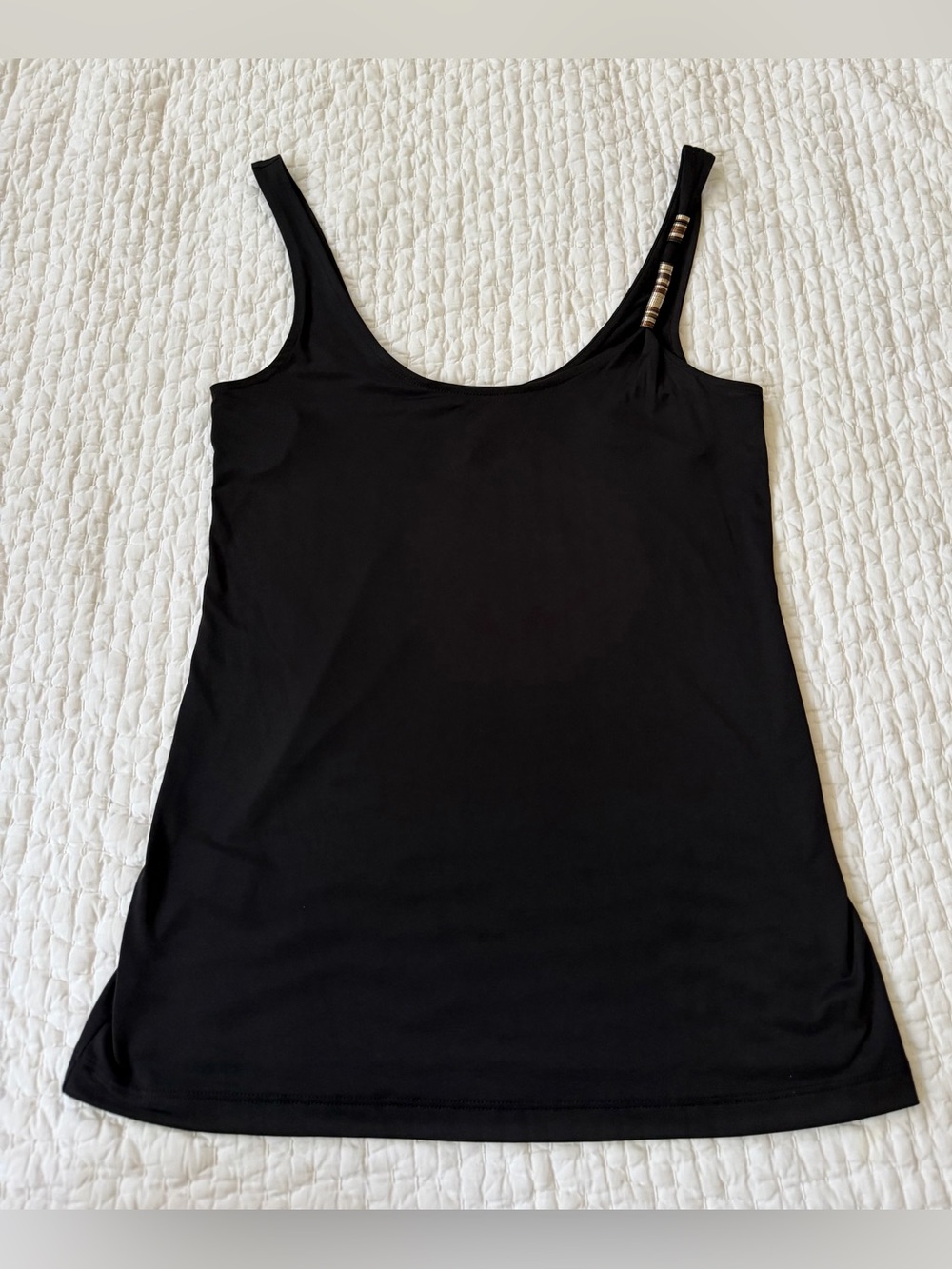 BCBGeneration Women’s Black Scoop Neck Tank Top with Metallic Accents